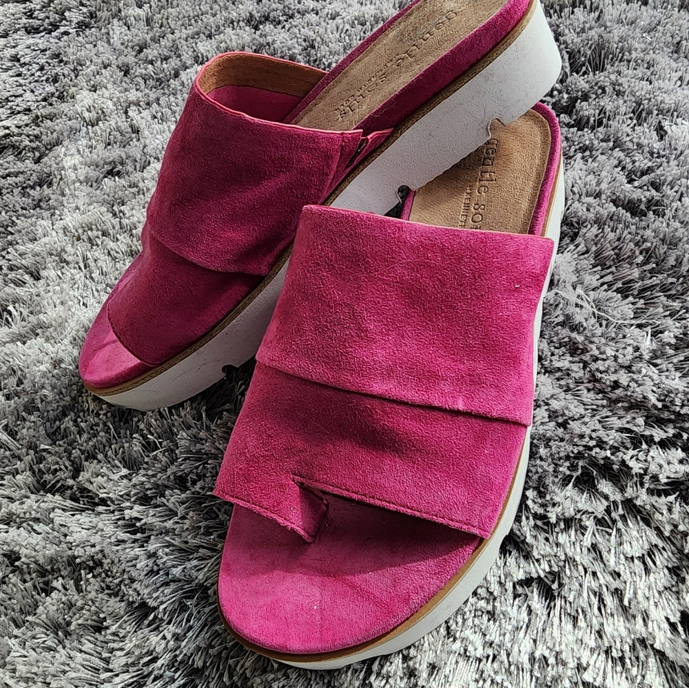 Pink Suede Women's Slide Sandals